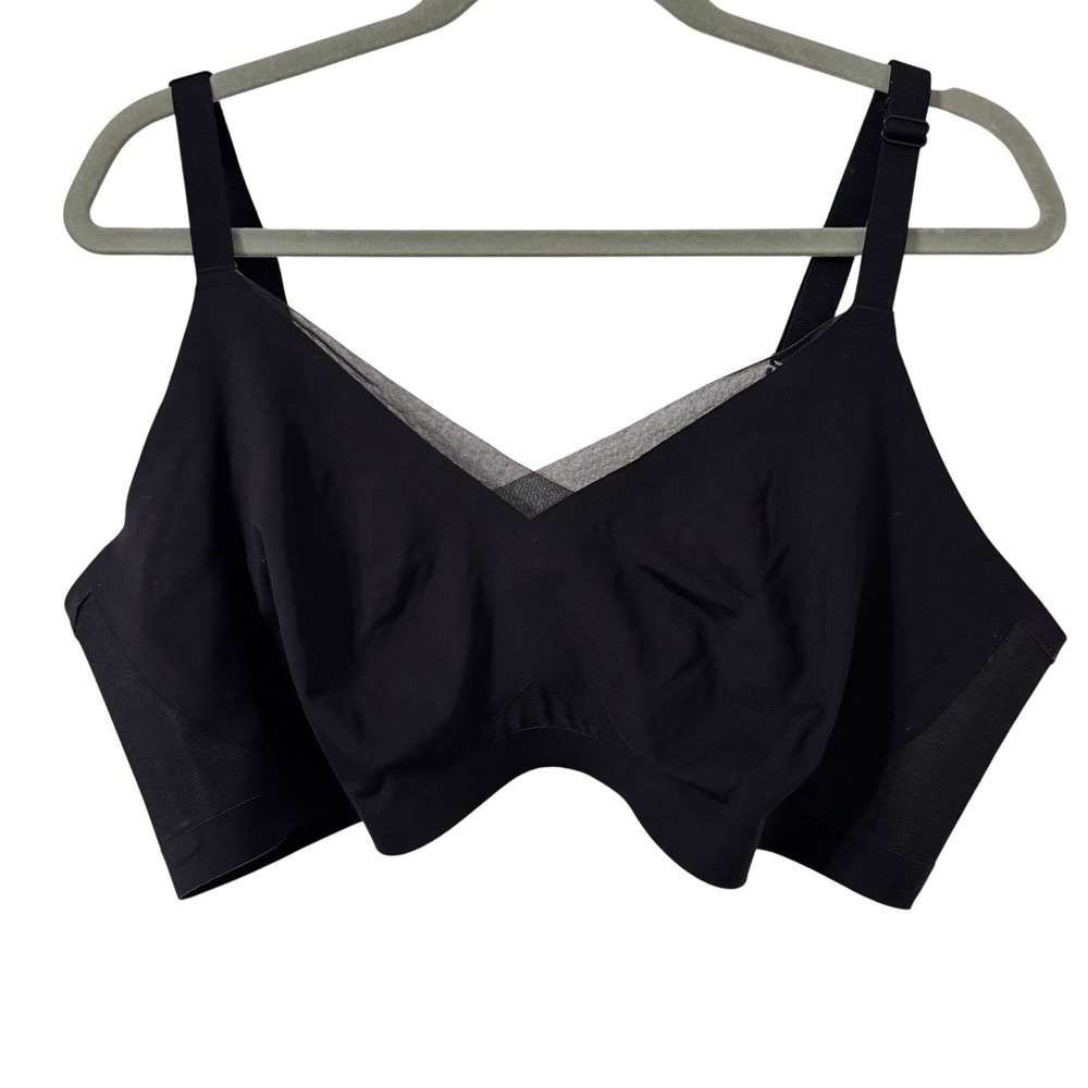 Honeylove‎ Lace Crossover Wireless Bra Size 2X Black Comfort Minimalist